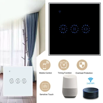 

Smart WiFi Curtain Shutter Switch Control Touch Panel Timer APP For Amazon Home Wi-Fi Curtain Switch