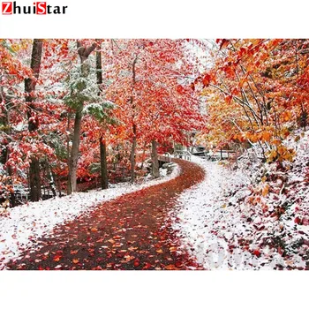 

DIY 5D Diamond Painting Landscape Winter Full Round Drill Home Decoration Rhinestone Picture Handcraft Kit ZWQ