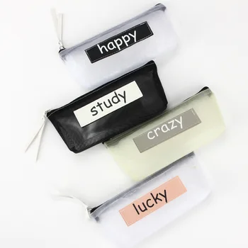 

1pc New Transparent Pencil Case Grid Exam Pen Bag Office School Supplies Student Stationery For Kids Gifts High Capacity