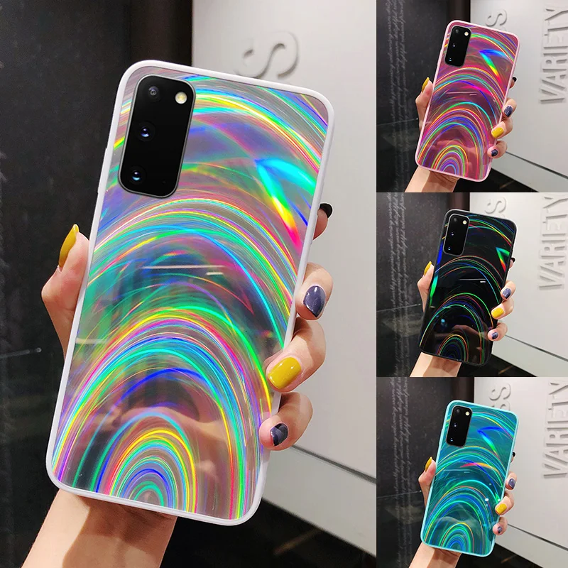 Rainbow Laser Mirror Glitter Case For Huawei Y5P Y6P Y7P 2020 P Smart Z Plus 2019 Y5 Y6 Y7 Y9 Prime Honor 9A 9C Cover | Мобильные