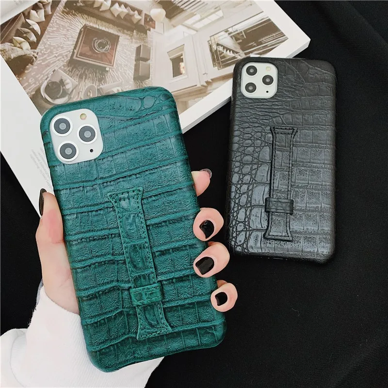 

Bracket crocodile pattern girl Phone Cover Case For Iphone X 11 pro Xs Max Xr 10 8 7 Plus SE 4.7 Luxury pu leather Coque Fundas