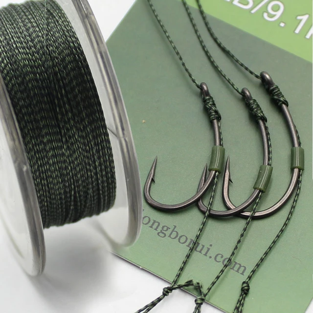 50m Camouflage Green Carp Fishing Line Soft Hook Link Carp