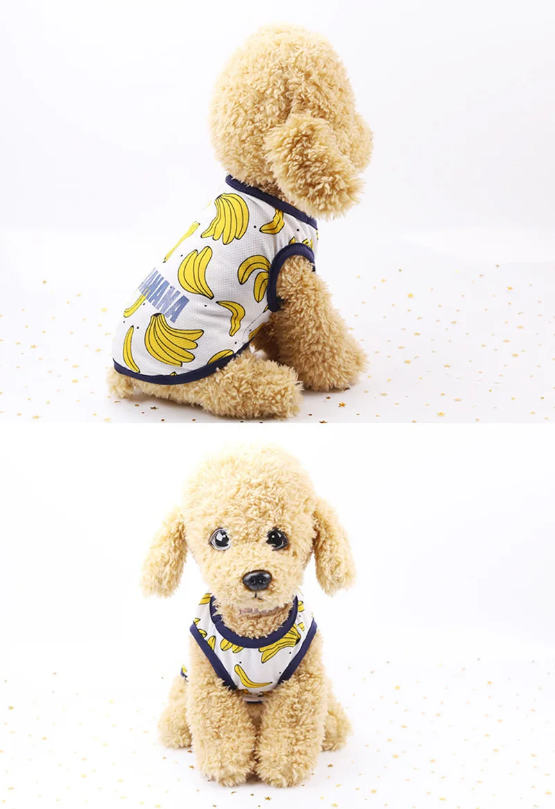 XS-2XL, летняя одежда для собак, рубашка для щенков, жилет с клубничкой, бананом, котом, платье для маленьких собак, Милая футболка для собак, одежда для домашних животных