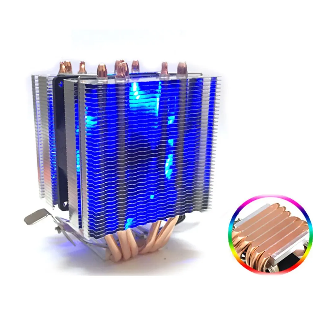 6 тепловых труб процессор радиатор AVC Чистая медь 4 линии AMD 1155 1156 компьютер процессор кулер контроль температуры один двойной ветер