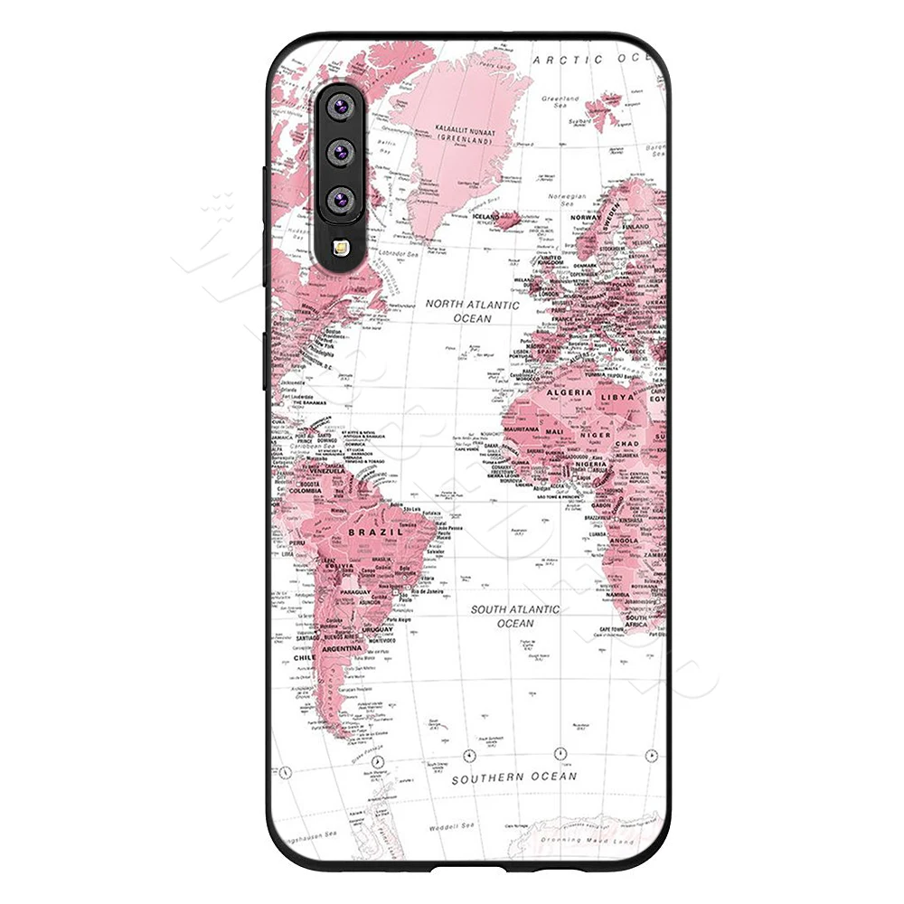 7 Webbedepp розовый мир чехол "карта" для samsung Galaxy S7 S8 S9 S10 Edge Plus Note 10 8 9 A10 A20 A30 A40 A50 A60 A70 - Цвет: 7