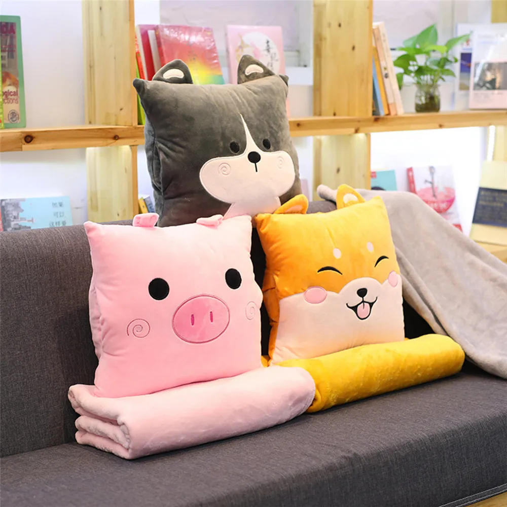 Стиль креативная игрушка мультфильм животное Три в одном Подушка и одеяло-Вмешаться милый поросенок офисная Подушка автомобиля