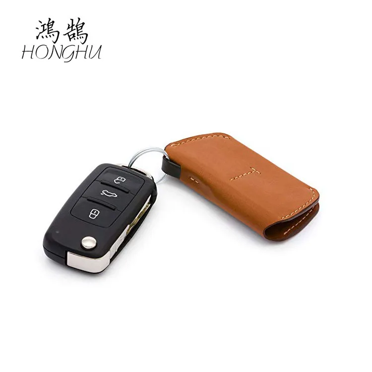 

Creative Genuine Leather Car Key Simple Two-fold Household Cowhide Key Cover Key Bag