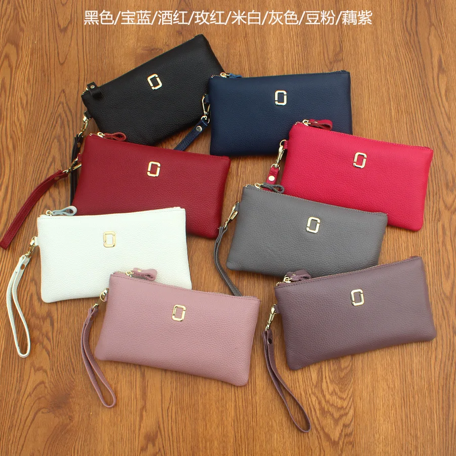 

2017 New Style Simple Europe And America Cowhide Hand Bag Women's Genuine Leather Hand Grab Bag Large Capacity Mobile Phone Bag