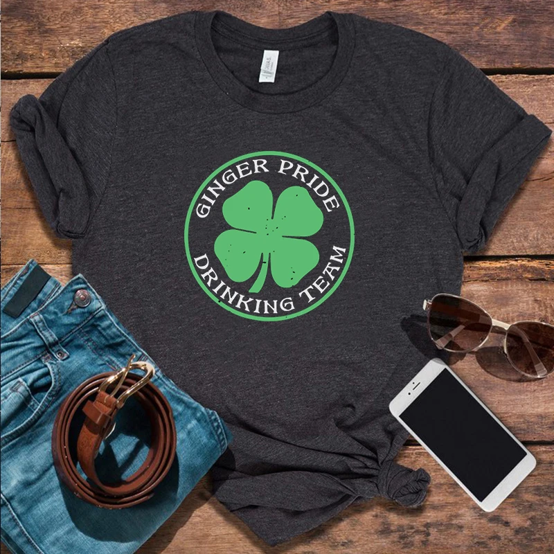 

St Patricks Day Shirt Women Gothic Couple Clothes 2020 Print O-Neck Harajuku Women Drinking Team Shirt 90s Plus