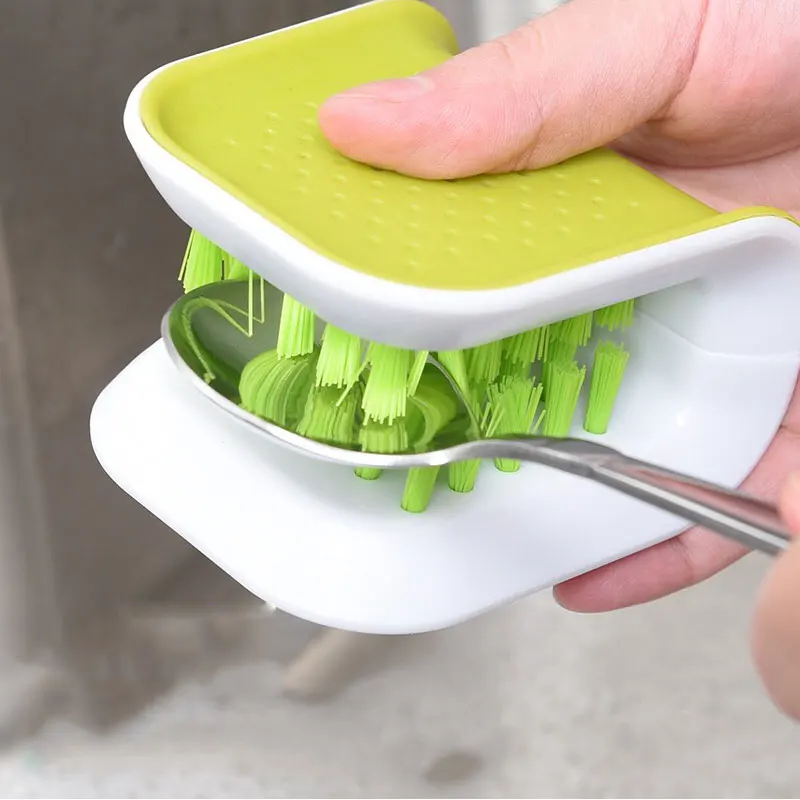 

Kitchen utensils chopsticks cleaning utensils double sides knife and fork cleaning brush U-shaped knife cleaning hand brush
