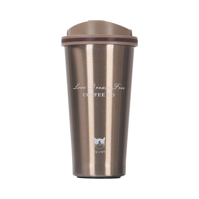 Термос кружка кофе чашка Caneca стакан с крышкой нержавеющая сталь Термокружка уплотнение вакуумная колба Taza термо для автомобиля Изолированная бутылка - Цвет: Золотой