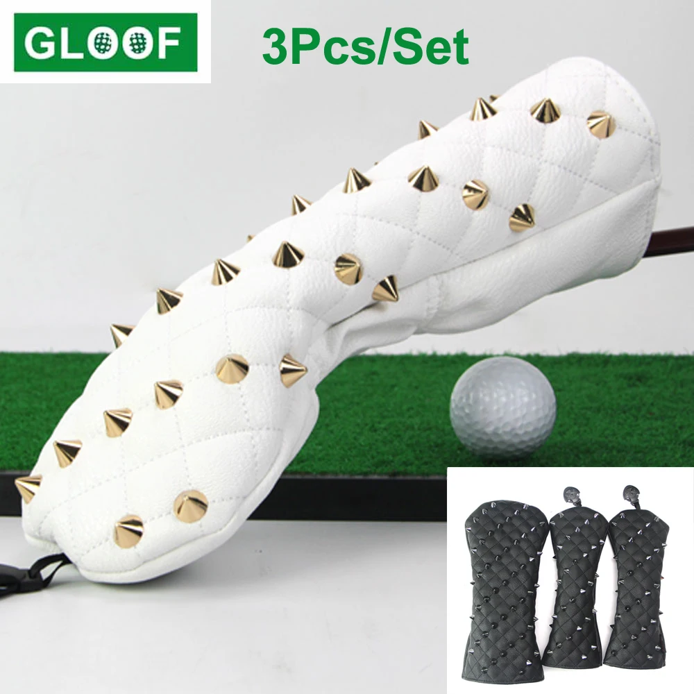 

3Pcs/Set Rivet Golf Head Covers Wood Headcovers Protective Cover Fairway Club Accessories