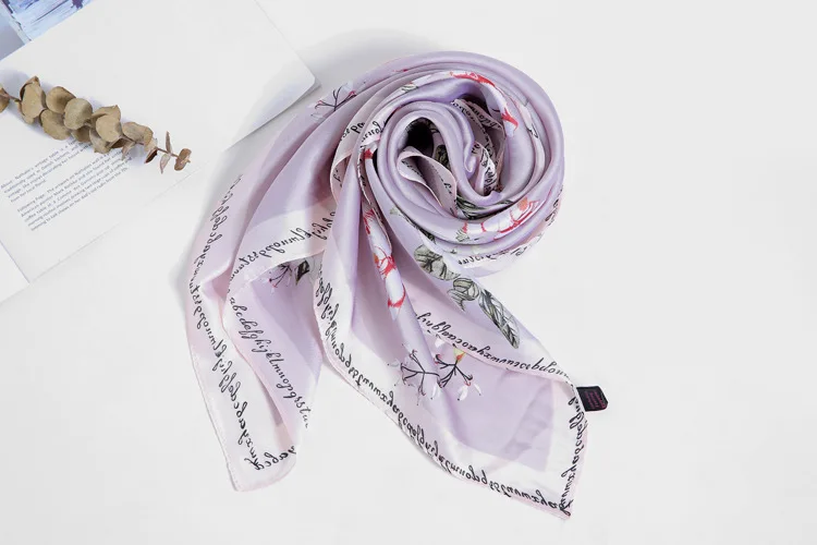 Модный шарф для волос женская Косынка цветочный принт Шелковый атласный шарф на голову 70*70 см квадратный шейный шарф для женщин