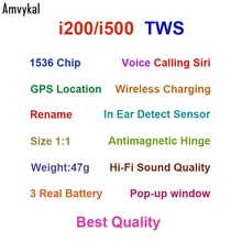 10 шт. i500 i200 tws Air 2 Супер копия Smart sensor наушники-вкладыши с gps беспроводной зарядкой 1536 чип Спортивные наушники Bluetooth 5,0