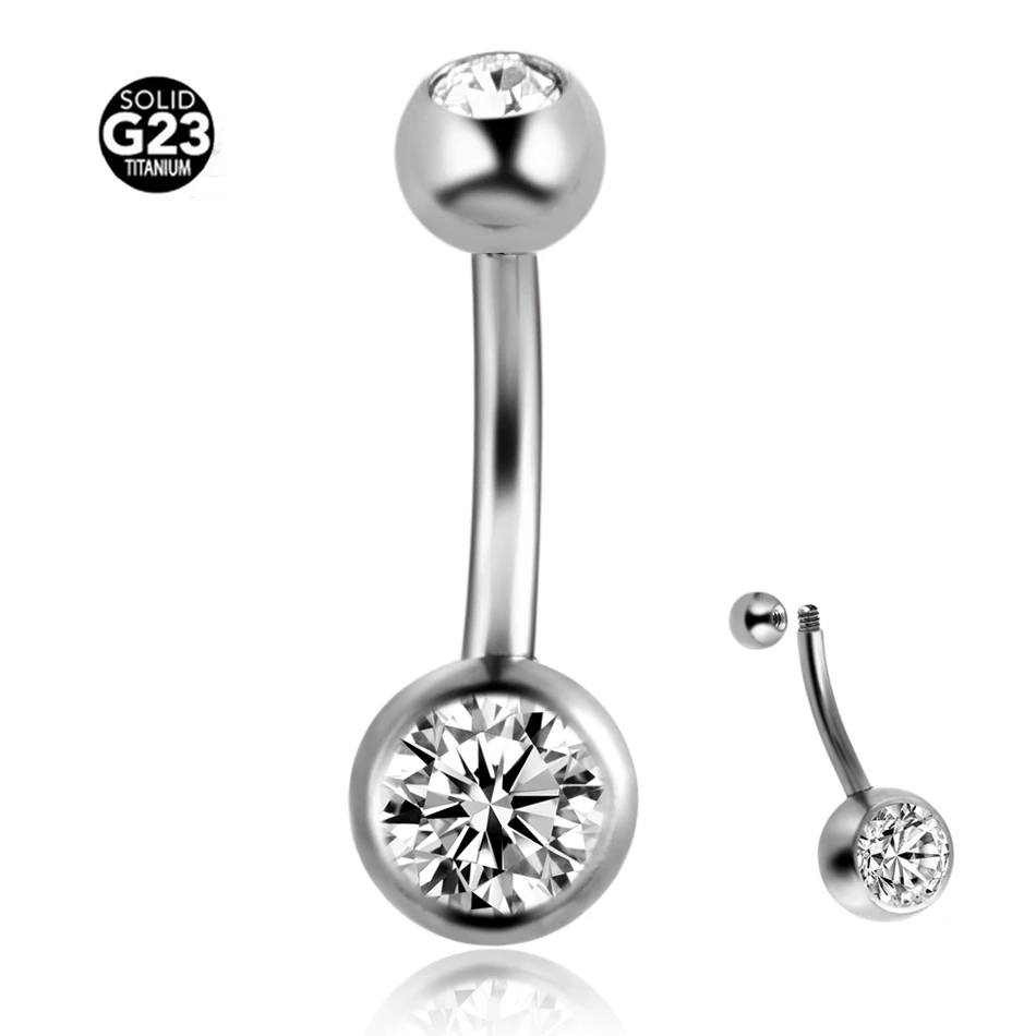 16G 3A CZ Gem for Belly Navel Piercing Ring Body Jewelry Implant Grade Titanium ASTM F136 Internal Thread Belly Button Ring - Image 3