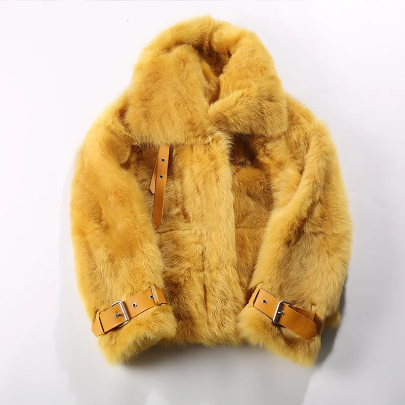 Women's Short Motorcycle Fur Jacket Winter Warm Overcoat Genuine Tuscan Sheepskin Leather Coat