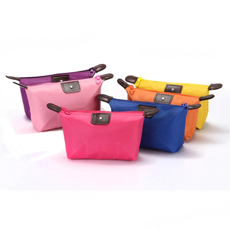 

Cosmetic Bag Soft Round Portable Make Up Bag 10 Colors Dumpling Makeup Bag Unisex Solid Oxford Zipper Travel Bags