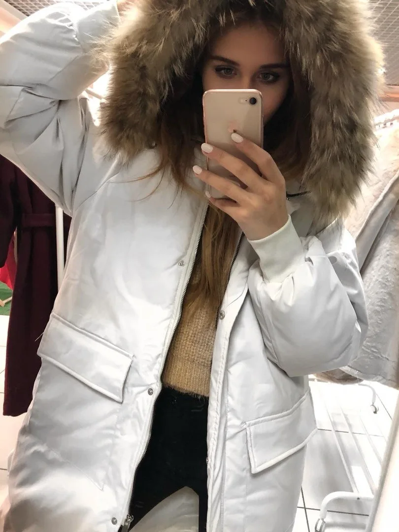 Весеннее Новое Стильное хлопковое пальто с большим меховым воротником AliExpress EBay