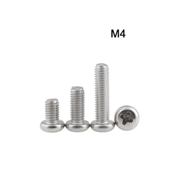 

M4 304 Stainless Steel Cross Recessed Round Head Screws M4x10 12 14 16 18 20 25 30 40 45 50 55 60 65 70 75 80mm Pan Head Screws
