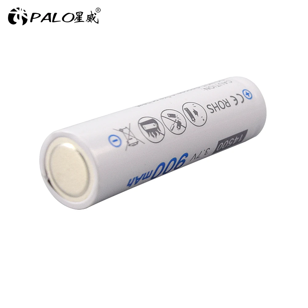 PALO 900mAh 3,7 V батарея 14500 литий-ионная аккумуляторная батарея 14500 литиевая Высокая емкость для светодиодный фонарик