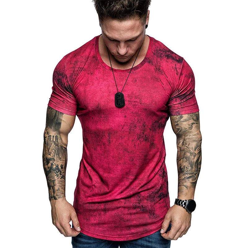 3D T-Shirt Monochrome Summer Casual O-Neck Streetwear Mens Large-Size New