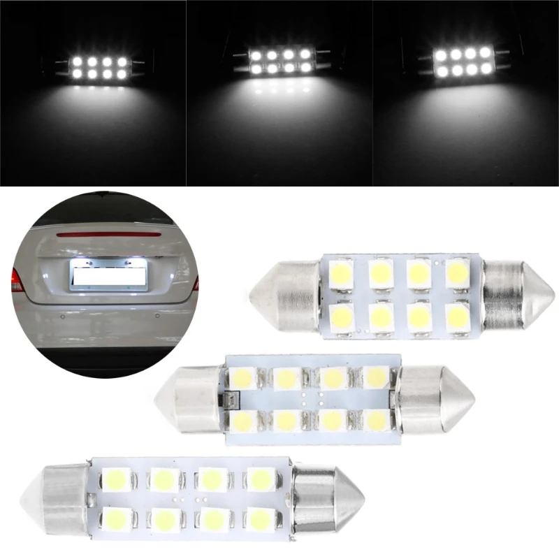 

YAM 1 Pc 41mm LED Light 1210 8 SMD Car Dome Double-Tip Roof Bulb Reading Lamp