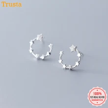 Trustdavis настоящие 925 пробы серебряные милые ослепительные CZ лунные серьги-гвоздики для женщин модные ювелирные изделия из стерлингового серебра DA420