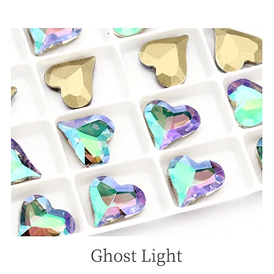 Ghost Light Переливающиеся в форме сердца ювелирные украшения остроконечные Свободные Стразы для ногтей K9 стеклянные стразы кристалл клей на одежду ремесла - Цвет: Ghost Light