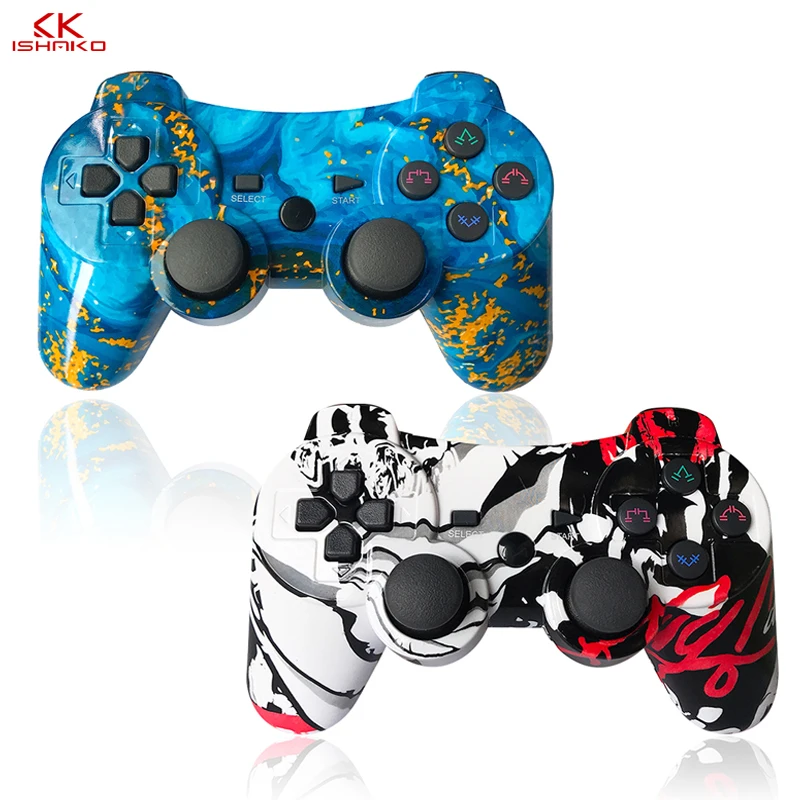 Baratos K ISHAKO 6 axis controlador de juego inalámbrico para Snoy PS3 Gaming Joystick usb para ordenador Bluetooth Vibration Gamepad para PS3
