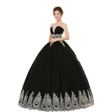 Черные Бальные платья Пышные Платья фатиновое платье с кружевными аппликациями по всей длине для девочек со шнуровкой сзади, 16 платьев Vestidos De 15 Anos