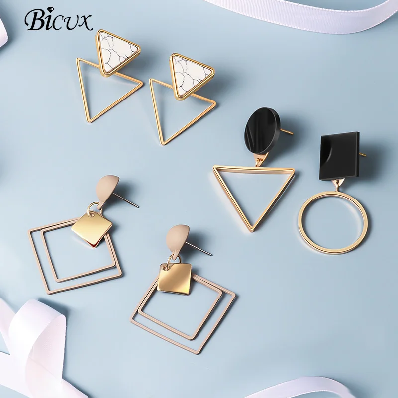 BICUX новые модные круглые висячие серьги в Корейском стиле для женщин