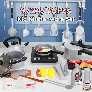 

9/24/36Pcs Kids Pretend Play Toy Set Simulation Cooking Utensil Set for Kids Boys Girls Gift