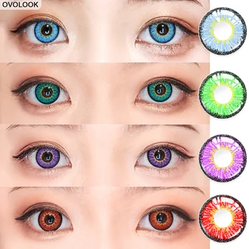 

OVOLOOK-2pcs/pair Contact Lenses Colored Eye Lenses 4 Tone Eye Color Lens Colored Contacts Cosplay Anime Eyes