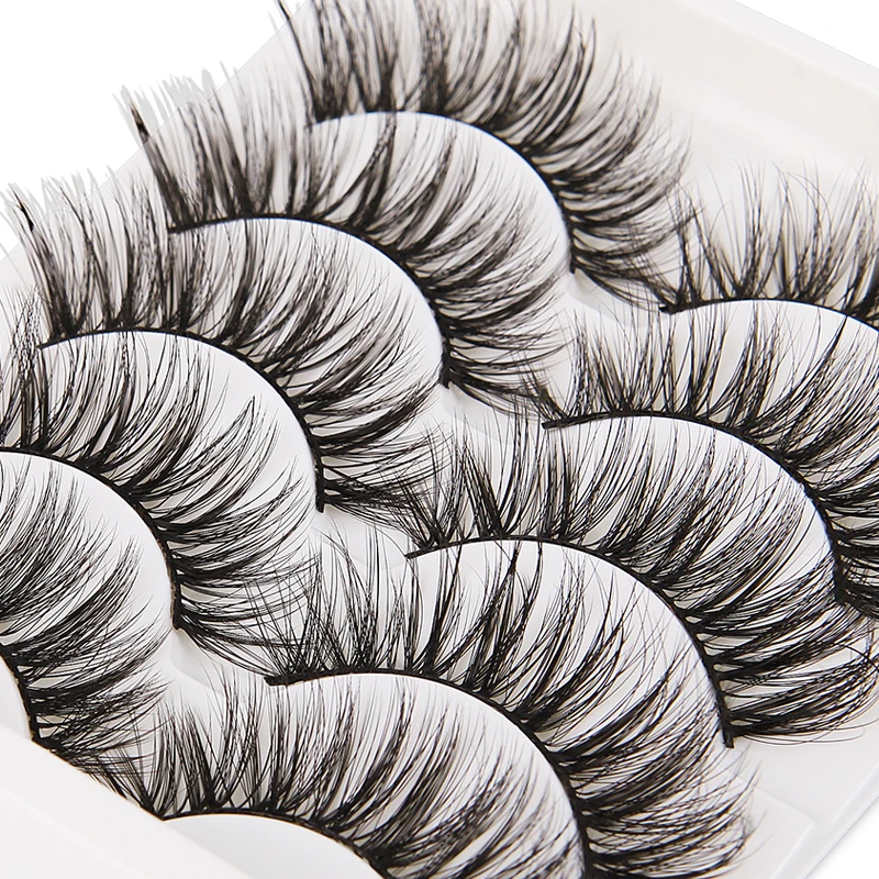 

5 pairs 1.5cm silk fiber false eyelashes 3D long thick and soft handmade black small cross false eyelashes eyelash extension