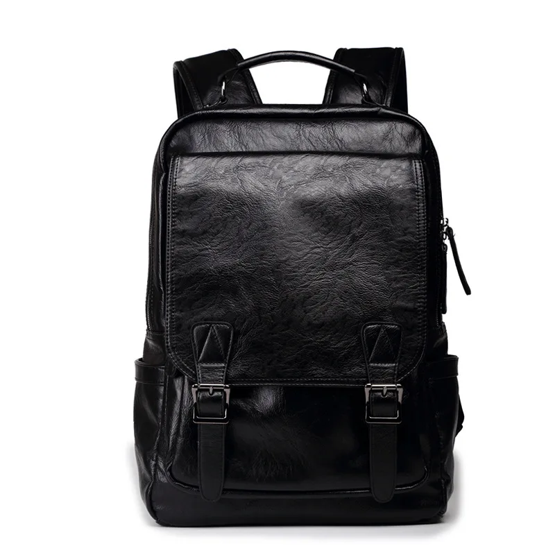

PU Leather Men Business Backpack Large-Volume Students Computer Backpack PU Leather Korean-style Fashion Backpack Back Bag