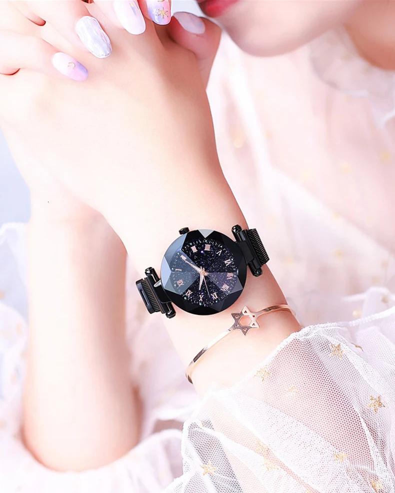 Hot Sale Women Magnet Buckle Starry Sky Luminous Roma Watch Luxury Ladies Stainless Steel Quartz Watch Clock Relogio Feminino