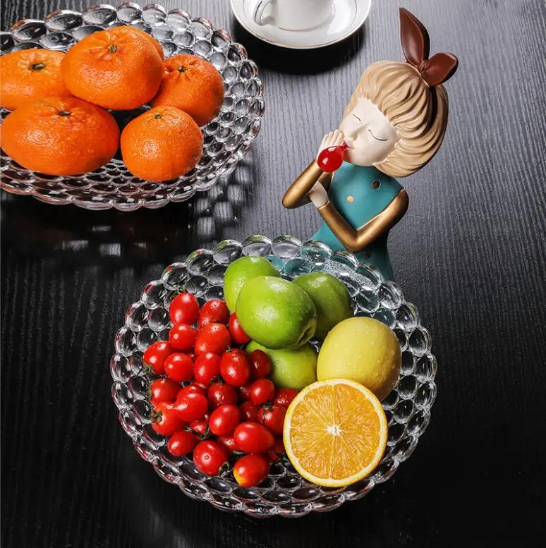 

European Resin Bubble Girl Glass Fruit Plate Adornments Home Livingroom Desktop Ornaments Crafts Coffee Table Sculpture Decor