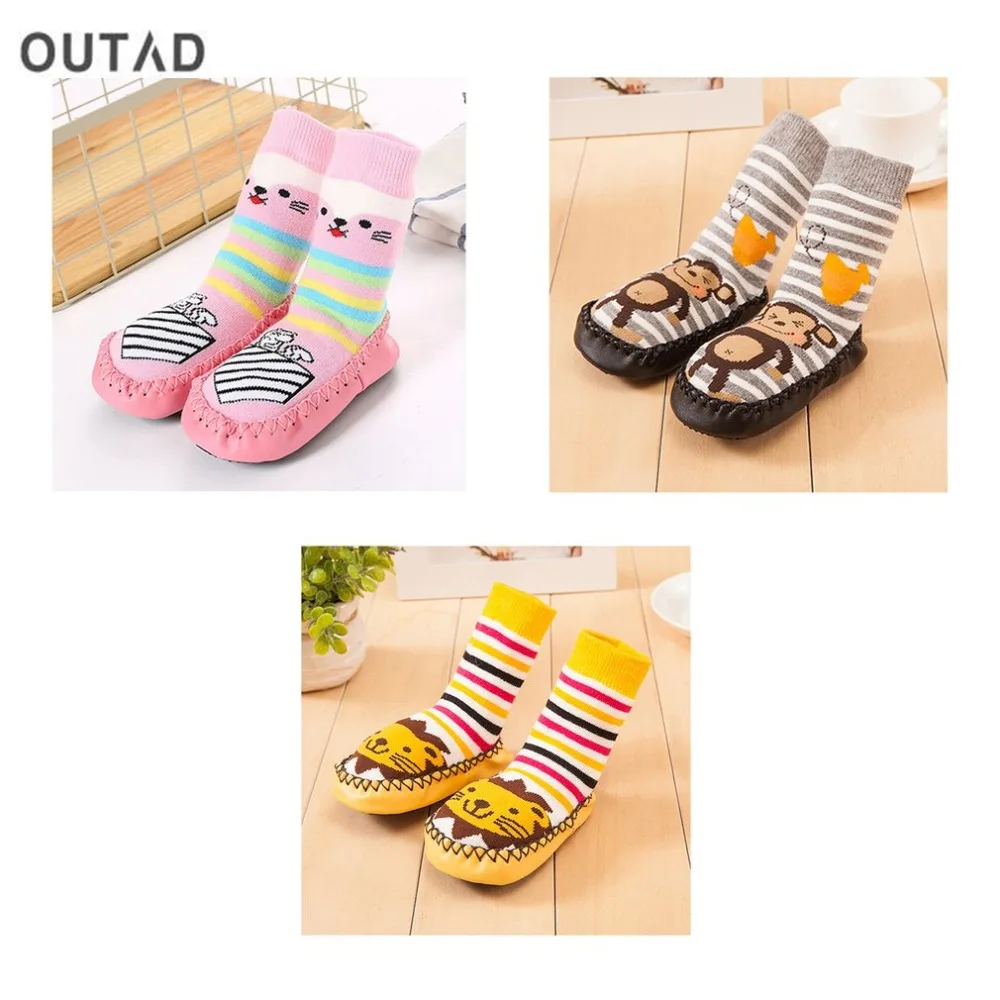 Популярные детские носки для малышей, милые носки с принтом для мальчиков и девочек, детская одежда, аксессуары, теплая обувь унисекс, носки-тапочки с рисунком