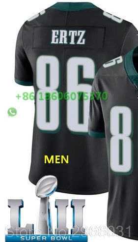 For men Супер патч A+++ Качественная мужская футболка для взрослых 86 Zach Ertz 91 fletcher cox 11 carson wentz 9 Nick Foles bowl Philadelphia - Цвет: For men