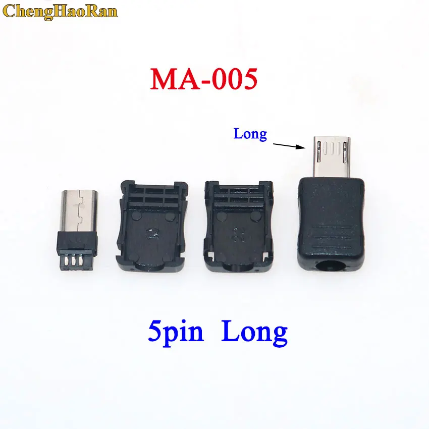 ChengHaoRan 100 набор микро-usb 4Pin 5Pin Мужской Разъем Черный Белый Сварочные данные OTG линейный интерфейс DIY кабель аксессуары - Цвет: MA-005