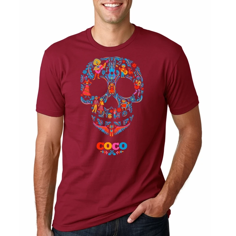 REDXX5047 Футболка с логотипом Coco из фильма футболка с гитарным черепом - Цвет: REDXX5047