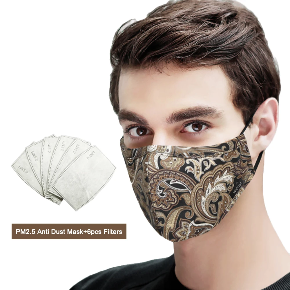 Kpop хлопок PM2.5 рот маска для лица против пыли маска с 6 шт. фильтр с активированным углем для мужчин и женщин корейский стиль рот муфельные маски - Цвет: Yellow Flower