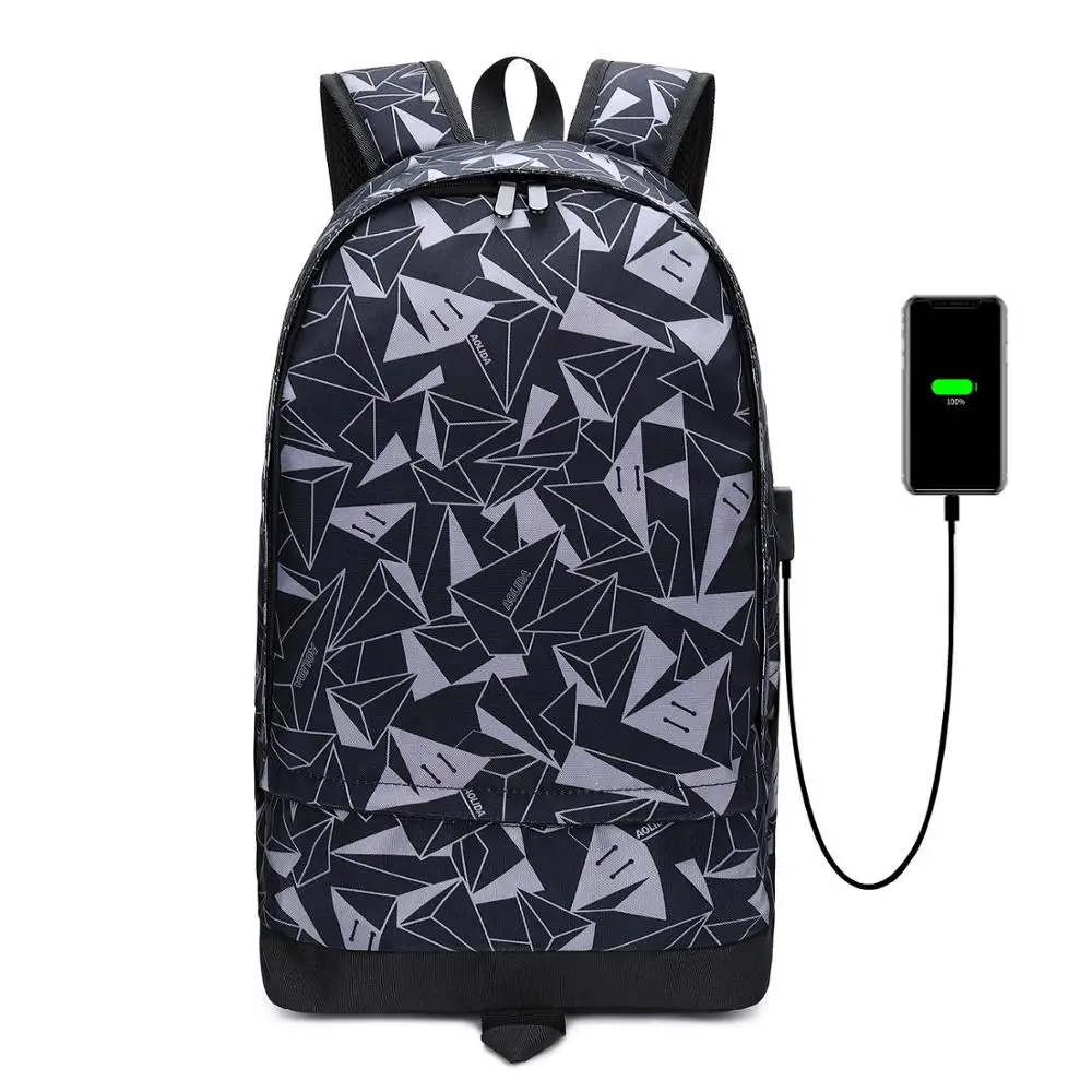 Серый Мужской рюкзак, баскетбольная сумка, usb зарядка, умный рюкзак для мальчиков, ранец, водонепроницаемый, для путешествий, школьный рюкзак с отделением для ноутбука, для студентов - Цвет: Серый