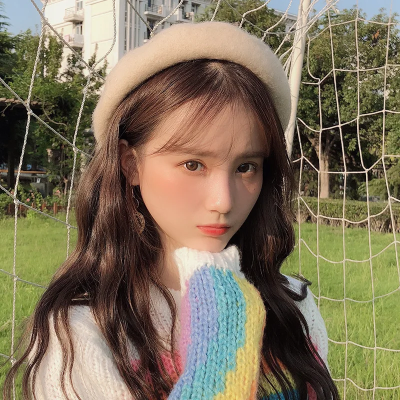 Hot Sale Fashion Berets New Quality Woolen Cotton Winter Autumn Women Beret Solid Color Soft Wool Korean British Ladies Pumpkin_senzul.com
