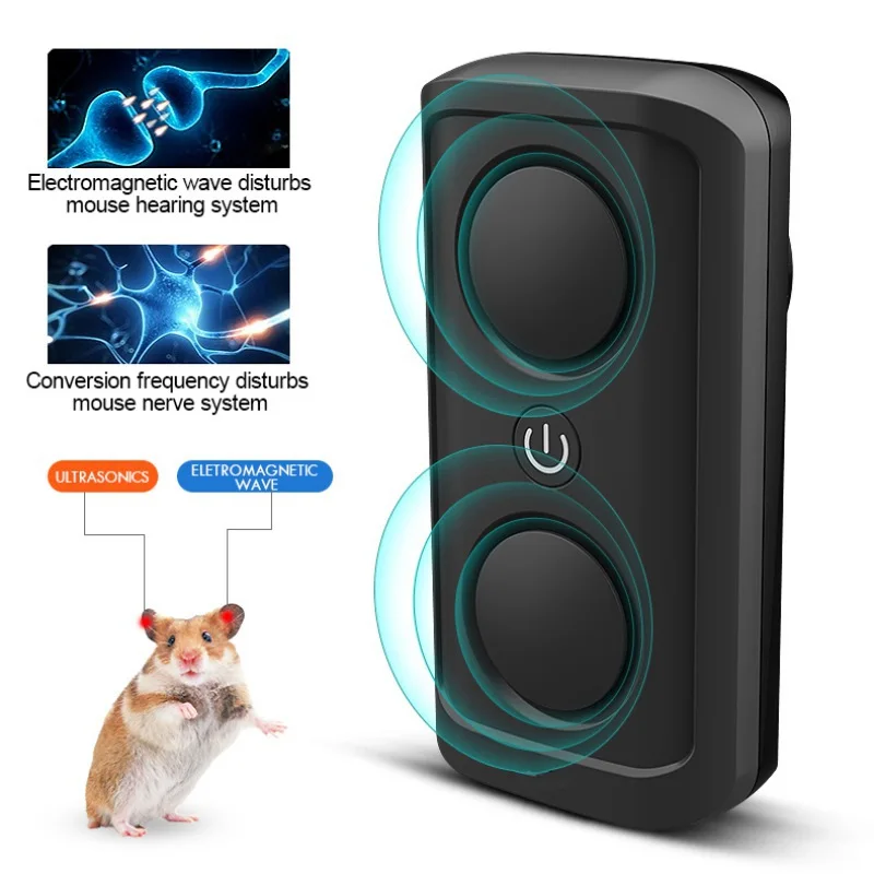 

Ultrasonic Repeller Mice High Power Household 22KHZ-85KHZ Double Horn Penetrating Dynamic Frequency Conversion Pest Repeller