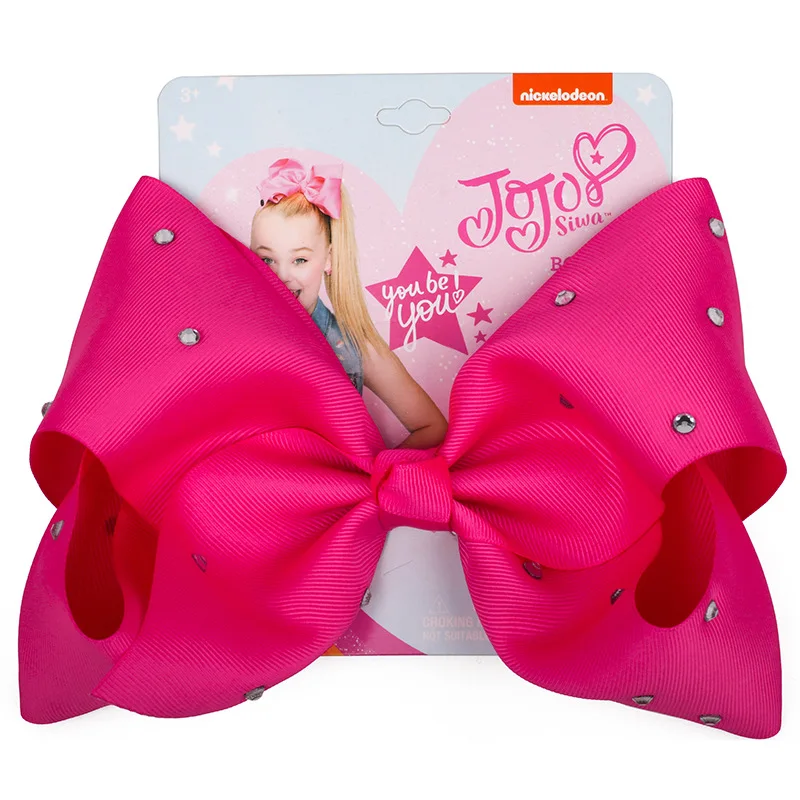 " Jojo Siwa банты большая Лента Узел Мода стразы заколка для волос ручной работы кристалл девушки шпилька аксессуары для волос для детей - Цвет: 1