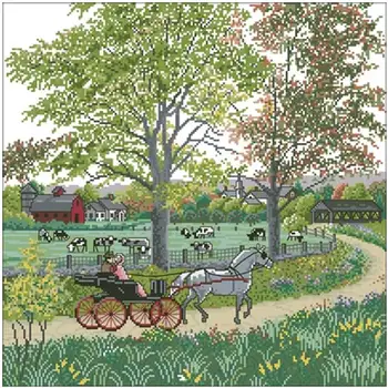 

On the way patterns Counted Cross Stitch 11CT 14CT 18CT DIY Chinese Cross Stitch Kits Embroidery Needlework Sets