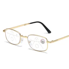 Новые Металлические Складные портативные с очками для чтения прогрессивные мульти-фокус дальние и близкие двойного использования анти-синее покрытие очки для чтения