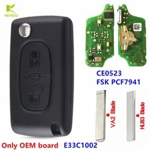 KEYECU 2, proszę kliknąć na przycisk „ zdalny klucz składany 433MHz FSK PCF7941 CE0523 FCC: E33C1002 dla PEUGEOT 207 307 308 407, dla citroena C2 C3 C4 C5 C6