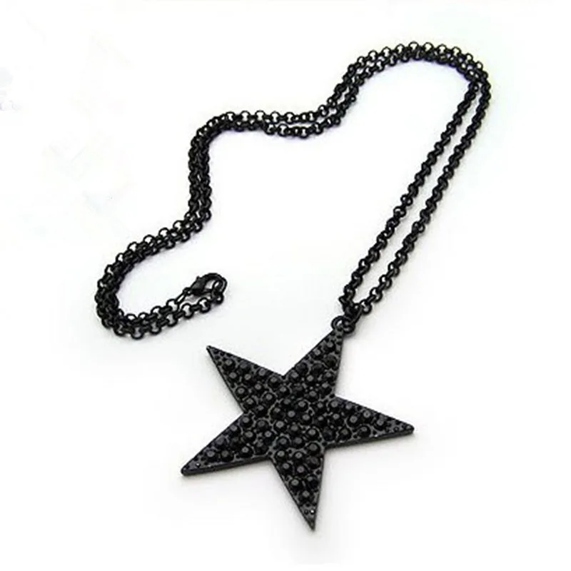 

Chain Necklace Necklaces Collar Chain Kettingen Jewelry Ghosts With Black Sweater Chains Drill Pentagram Necklace 2020 Collar